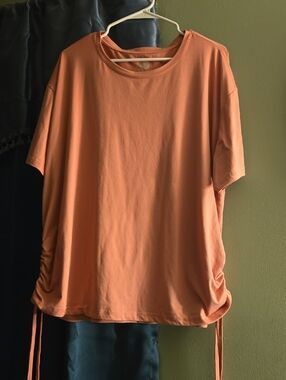 Women's Short Sleeve Drawstring Tee - Peach
